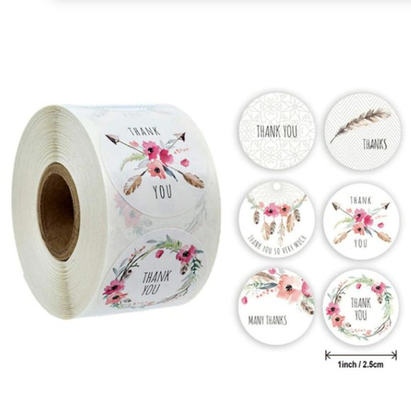 Other - Thank you Stickers - Feather/Flower 500 pcs - NWT